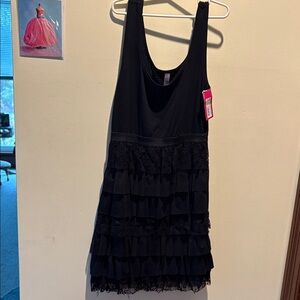 Xhileration  Dress  tank top/ layered skirt/lace  bodycon  black  mini dress NWT
